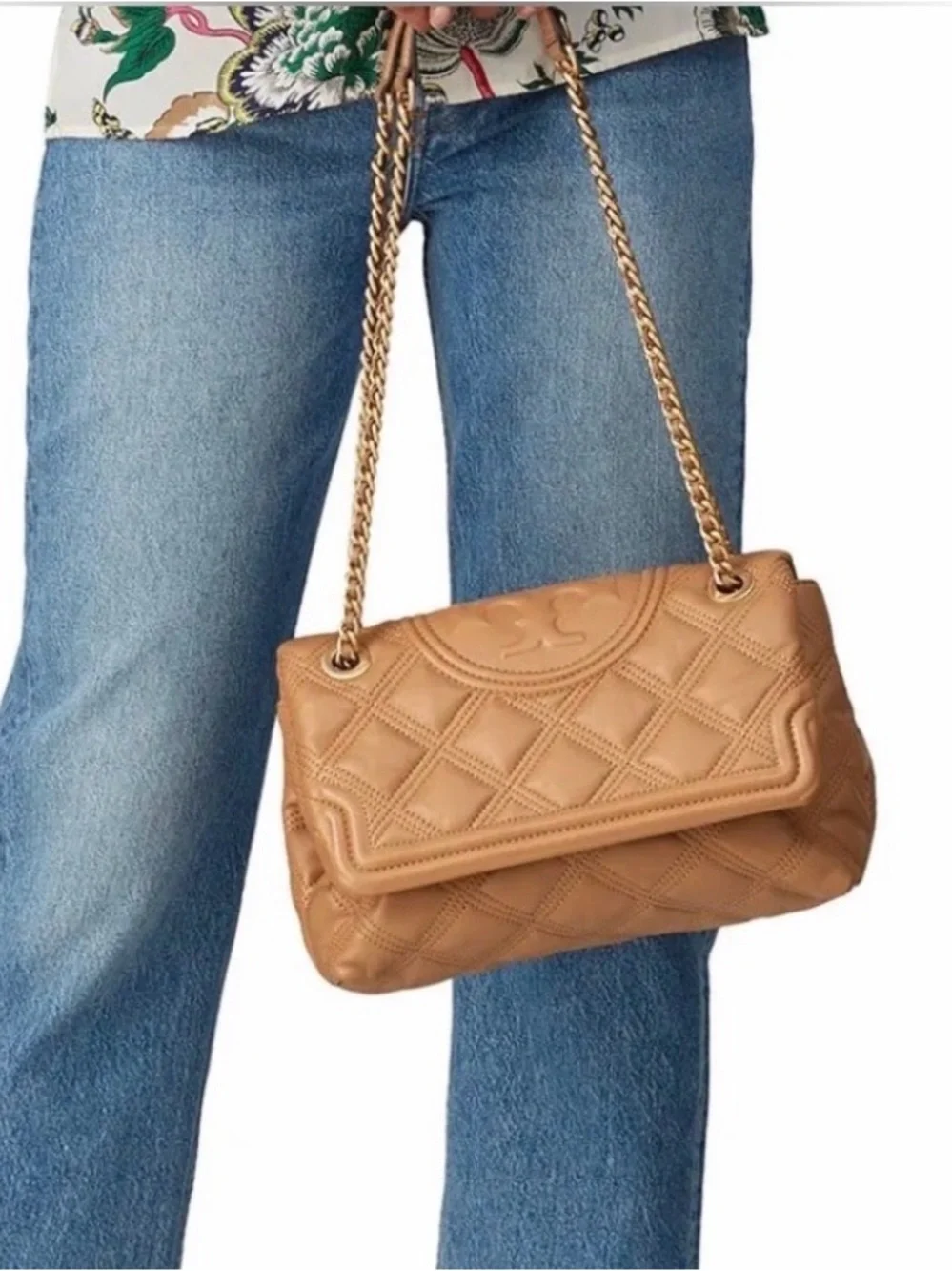 Tory Burch Flemming convertible quilted Bag with Gold Chain